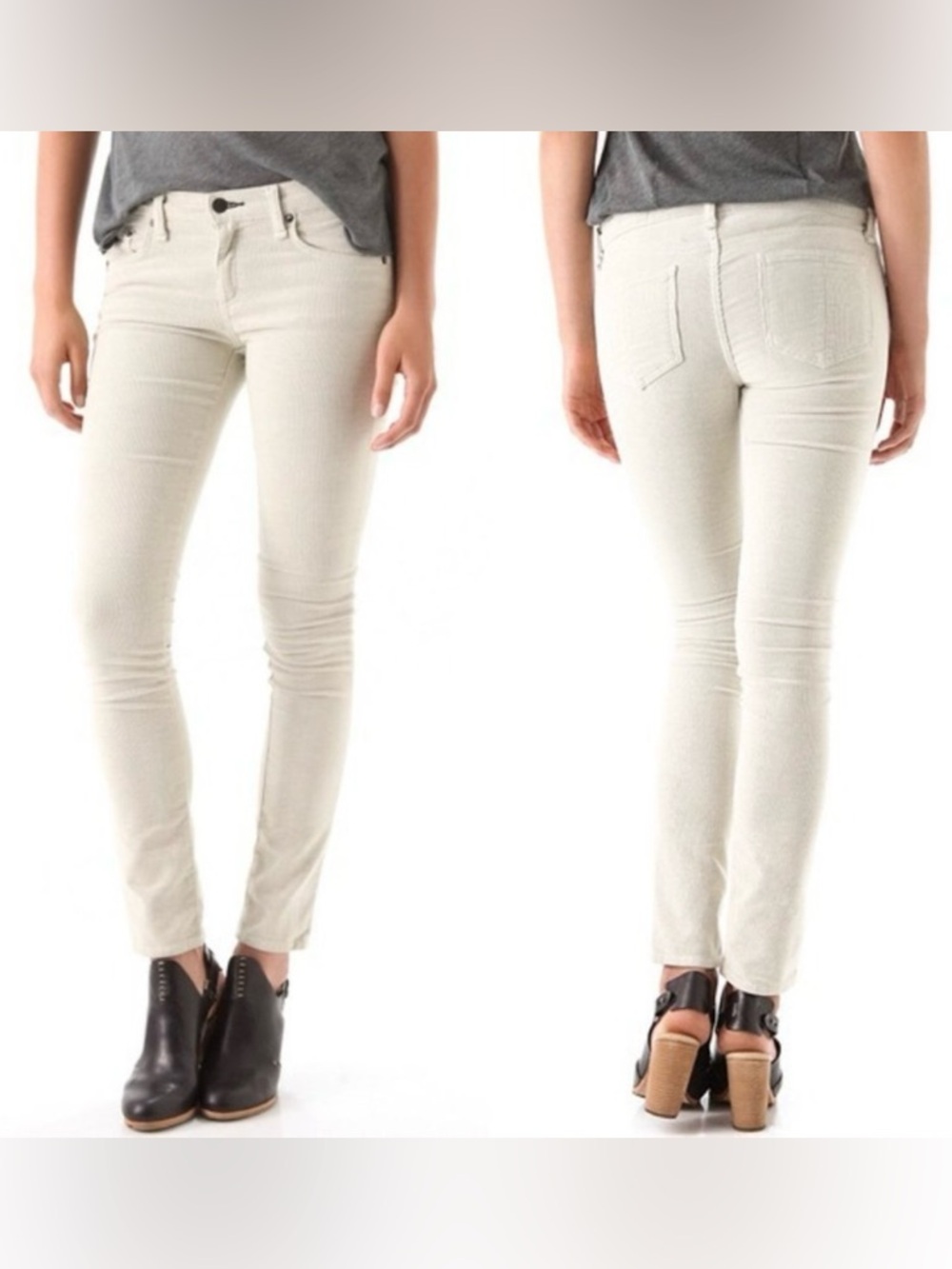 RAG & BONE Skinny Corduroy Pants in Winter White Size 28